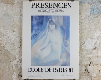 1981 School of Paris Poster, a double sided poster showing a bold powerful woman, Ecole de Paris, gallery exhibition, wall art decor