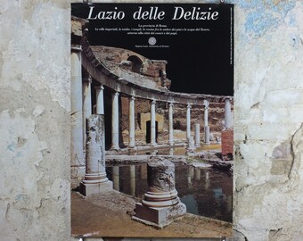 1980s Lazio Travel Poster, Hadrian's Villa, Tivoli Villa di Adriano, Vintage Italian Lazio, Italy travel tourism, holiday, wall art decor