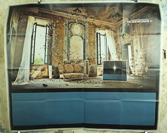 Original Bang & Olufsen Beovision Television Poster distressed leaves tv stately home and Danish Scandanavian advertising wall art 2000s