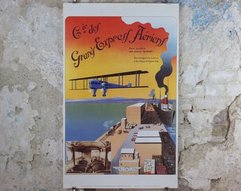 1987 Air France Paris to London Poster, by Dick Apres 1920, from the Air France Museum collection, Aviation, travel wall art decor