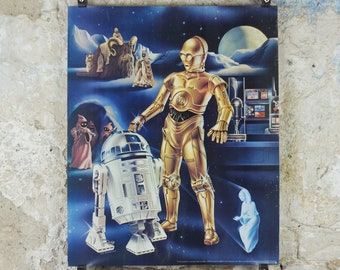 1978 Star Wars Poster, Proctor & Gamble, See Threepio C3PO, Artoo Deetoo R2D2, Princess Leia, advertising Cascade Cheer Dawn, wall art decor