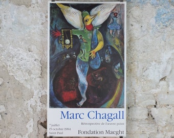 1984 Marc Chagall Poster, The Juggler 1943, Le Jongleur, Cubism and Expressionism, gallery exhibition, wall art decor