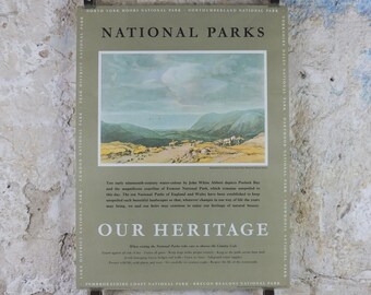 1965 Exmoor National Park Poster, John White Abbott, Porlock Bay, Travel and Tourism, walking trail, wall art decor