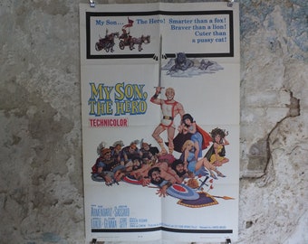 Original Vintage Movie Poster My Son the Hero 1962 1960s wall art Walt Disney cartoon sword battle war US one sheet cinema film memorabilia