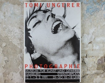 1991 Tomi Ungerer Poster, Face of a Woman, Photography, gallery exhibition, wall art decor