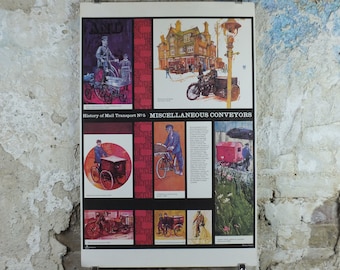 1966 History of Mail Transport Poster, Misc Conveyors, GPO, General Post Office, by Michael Heslop, Royal Mail, SPWDC3, decor wall art