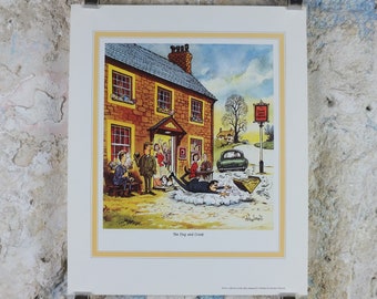 1974 Original Vintage Guinness Poster, The Dog and Crook, by Norman Thewell, pub lovers, advertising ale Irish stout print, wall art retro