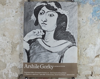 1977 Arshile Gorky Poster, Portrait of Ahko, Abstract Expressionism, Armenian American painter, wall art decor