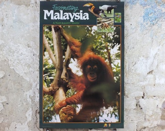 1990 Malaysia Travel Poster, An orang utan from Zoo Negara, A Naturalists Haven, travel tourism, advertising print, wall art retro decor