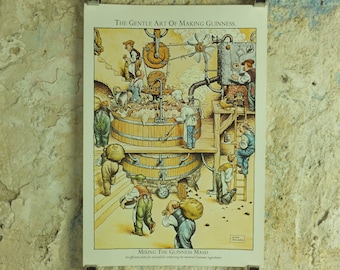 Original Vintage Gentle Art of Making Guinness Poster Mixing the Guinness Mash advertising ale Irish stout beer print wall art retro 1980s