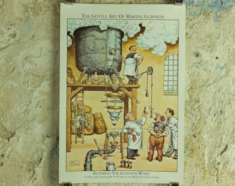 Original Vintage Gentle Art of Making Guinness Poster Filtering Guinness Wort advertising ale Irish stout beer print wall art retro 1980s