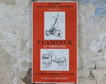 1990 Maurice de Vlaminck Poster, Drawings from Normandy, Fauvism, fauves, the wild beasts, artist gallery exhibition, wall art decor