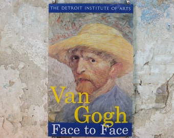 2000 Vincent Van Gogh Poster, "Face to Face"  at the Detroit Institute of Arts, Post-Impressionism gallery exhibition, wall art decor