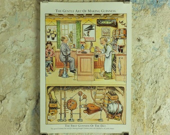 Original Vintage Gentle Art of Making Guinness Poster First Guinness of the Day advertising ale Irish stout beer print wall art retro 1980s