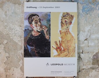 2001 Egon Schiele  and Oskar Kokoschka Poster, self portraits 1919 1911, one hand to face, Expressionism gallery exhibition, wall art decor