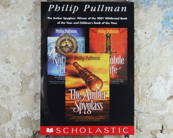 2001 His Dark Materials original Poster, The Amber Spyglass, by Philip Pullman, Scholastic, alternative Science Fiction, wall art decor