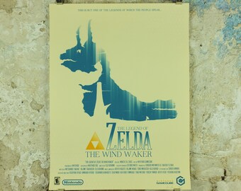 Vintage Windwaker Poster, Legend of Zelda, Signed Limited Edition by Marinko Milosevski, Nintendo, Movie Poster, wall art 1990s-2000s