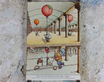 Vintage Gentle Art of Making Guinness Poster, Industry in the Maltings, advertising ale Irish stout beer print wall art retro 1980s