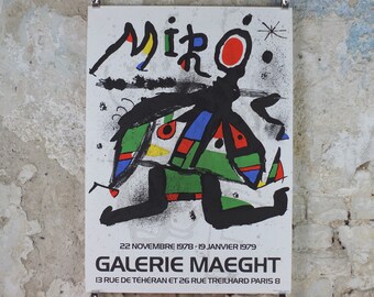 1978 Joan Miro Poster, from Galerie Maeght, Paris , Surrealism, Fauvism, expressionism, gallery exhibition wall art decor