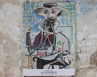 2000 Pablo Picasso Poster, Man with Pipe 1969, Bank of Austria Kunstforum, later work, Arte Joven, artist gallery exhibition, wall art decor