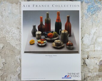 1988 Air France Collection Poster, The Magic Table by Pavlos, Modernism, Commemorative Edition, Aviation, tourism vacation wall art
