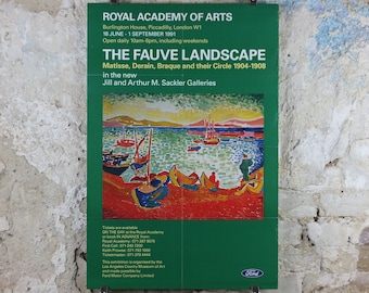 1991 Affiche de la Royal Academy of Arts, André Derain, « Bateaux dans le port de Collioure » 1905 Exposition de la galerie d’artistes fauvistes, décor d’art mural