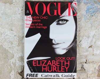 1995 Vogue Magazine Poster, Elizabeth Hurley, August 1995, The New Chic, fashion Advertising, wall art decor