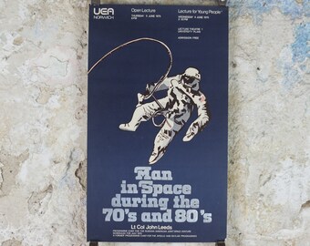 1975 Space Poster, Apollo–Soyuz, Man in Space during 70s & 80s, joint American Russian venture, UEA Norwich, Rocketry, wall art decor