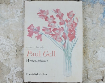 1983 Paul Gell Poster, Watercolours, Francis Kyle Gallery, London, gallery exhibition wall art decor