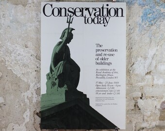 1989 Royal Academy of Arts Poster, Conservation Today, "The Preservation and reuse of Older Buildings" gallery exhibition, wall art decor