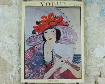 1976 Vogue Magazine Poster, Conde nast from original 1919 cover, by Helen Dryden, art deco nouveau, fashion Advertising, wall art decor