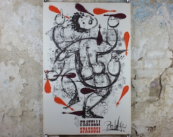 1966 Bjørn Wiinblad Poster, The Chuckle Brothers, Fratelli Spassosi, Juggling and Italian Performing Arts, theatre wall art decor