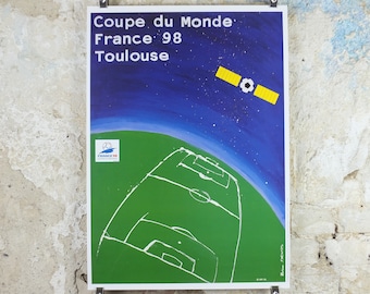 1998 World Cup Poster, Toulouse France 98, Coupe du Monde, by B Devos, football, soccer, 70cm x 50cm, original sport wall art decor