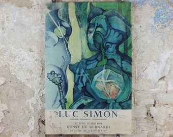 1974 Lancelot Poster, Luc Simon handsigned with original drawings, King Arthur, Arthurian legend, artist gallery exhibition, wall art decor
