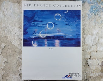 1988 Air France Collection Poster, Concorde F BVFA by Jacques Monory, Modernism, Commemorative Edition, Aviation, tourism vacation wall art