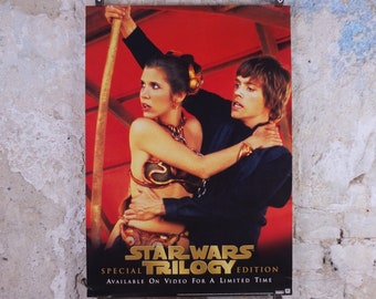 1997 Luke and Leia Poster, Vintage Star Wars Trilogy, Return of the Jedi Special Edition, Lucasfilm, wall art film memorabilia