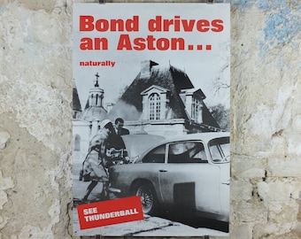 Limited Edition "Bond drives an Aston Martin" Poster, DB5 Thunderball, 234 of 400, 007 James Bond, Sean Connery, Ian Fleming, wall art decor