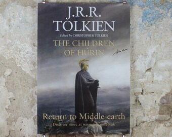 Signed The Children of Hurin Poster, by Alan Lee, Lord of the Rings, J.R.R. and Christopher Tolkien, Return to Middle Earth, wall art decor