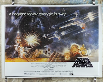 1995 Star Wars A New Hope Poster, by Zigzag Posters Germany, half sheet design, wall art cinema film memorabilia