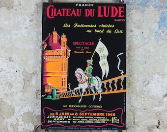 1968 Chateau du Lude Poster, luminous castle, glow in the dark, Sound and Light Show, by Aloe, retro wall art decor