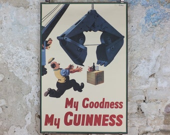 1990s Guinness Poster, My Goodness My Guinness, vintage from Guinness Museum, 1938 Advertising campaign Wall art by Gilroy retro 1990s