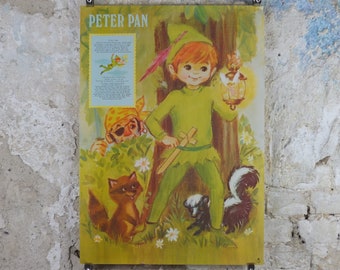 1970s Peter Pan Nursery Poster, Vintage nursery rhyme, from Rustcraft greeting cards, wall art decor