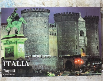 1980s Naples Travel Poster, Castel Nuovo, Napoli, Vintage Italian, Italy travel tourism, holiday vacation, wall art decor