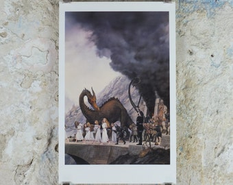 1998 Tolkien Silmarillion Poster, The Sack of Nargothrond, by Ted Nasmith, Middle Earth pre Lord of the Rings, print wall art decor