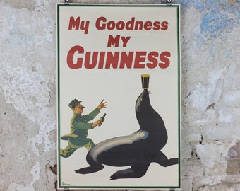 Vintage Guinness Poster, My Goodness My Guinness, Seal, from Guinness Museum, 1935 Advertising campaign Wall art by Gilroy retro decor 1990s