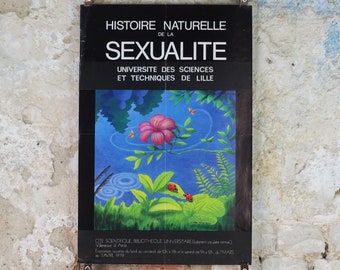 1979 History of Sexuality Poster, Histoire Naturelle de la Sexualite, by Claire Vernaiu-Brenot, wall art decor