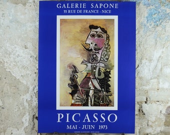 1973 Pablo Picasso Poster, Musketeer from circa 1968, Mousquetaire, Neo-Expressionism, amazing condition, Spanish painter, wall art, 1970s