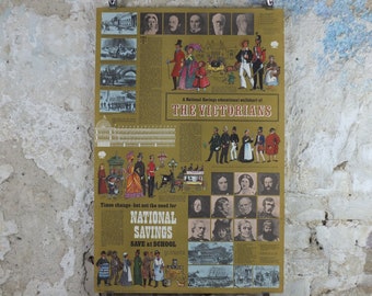 1960s Original National Savings Poster, Education wallchart of the Victorians, England, wall art retro decor