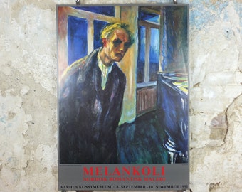 1991 Edvard Munch Poster, The Night Wanderer  1923 1924, Aarhus KunstMuseum, Expressionism, Symbolism, gallery exhibition, wall art decor