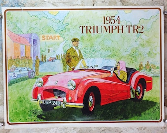1973 Triumph 1954 TR2 Poster, from dealer showroom 50 years golden anniversary by Barry Lowe, TR 2, sports car, wall art decor